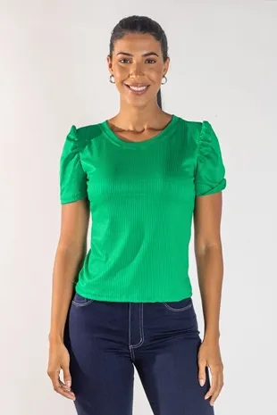 BLUSA DWZ MANGA BUFANTE CANELADA