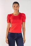 BLUSA DWZ MANGA BUFANTE CANELADA