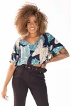 Cropped Dwz Estampado Com Elastico Na Cintura