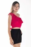 Cropped Dwz Um Ombro Babado