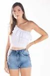 Cropped Dwz Um Ombro Babado