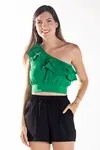 Cropped Dwz Um Ombro Babado