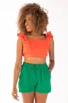 Cropped Dwz Babado Com Amarracao