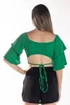 Cropped Dwz Com Barbatana Manga Babado