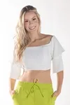Cropped Dwz Com Barbatana Manga Babado
