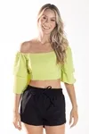 Cropped Dwz Com Barbatana Manga Babado