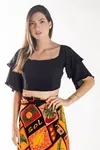 Cropped Dwz Com Barbatana Manga Babado