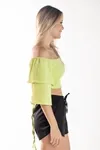 Cropped Dwz Com Barbatana Manga Babado