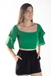 Cropped Dwz Com Barbatana Manga Babado