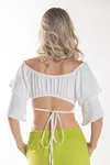 Cropped Dwz Com Barbatana Manga Babado