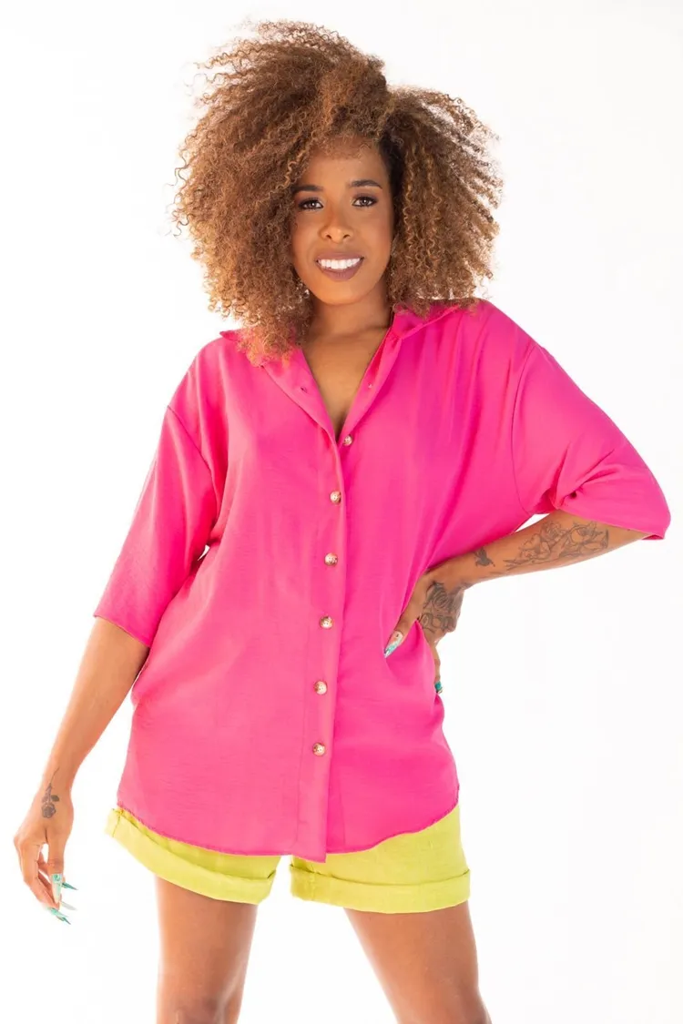 Camisa Dwz Com Botoes Lisa