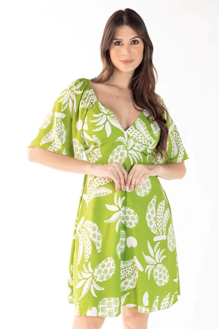 Vestido Dwz Amarracao Manga Curta