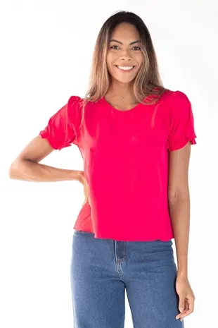 Blusa Dwz Manga Curta Com Elastico Na Manga