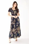 Vestido Dwz Longo Estampado Com Lastex