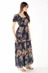 Vestido Dwz Longo Estampado Com Lastex