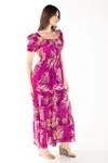 Vestido Dwz Longo Estampado Com Lastex