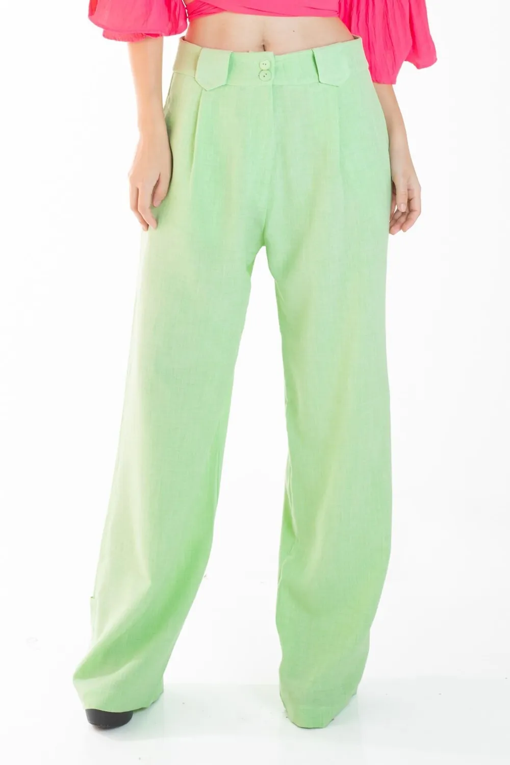 も*郎様 VISCOSE BELT-LESS TROUSERS(MINT) 1179242_calca-dwz-linho-com-
