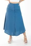 Saia Dwz Midi Com Botoes De Linho