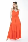 Vestido Dwz Longo Liso Com Alcas Regulaveis