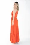 Vestido Dwz Longo Liso Com Alcas Regulaveis