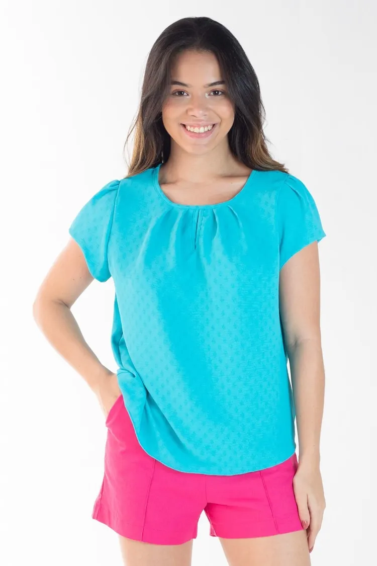 Blusa Dwz Manga Curta Com Abertura Frontal