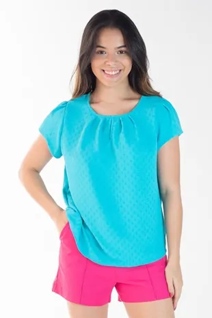 Blusa Dwz Manga Curta Com Abertura Frontal