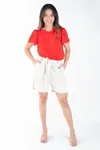 Short Dwz De Linho Com Amarracao