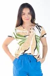 Blusa Dwz Manga Curta Estampada