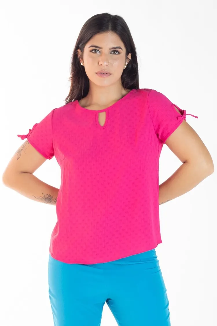 Blusa Dwz Manga Curta Com Amarracao
