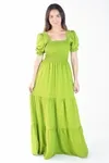 Vestido Dwz Longo Liso Com Lastex
