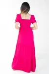 Vestido Dwz Longo Liso Com Lastex