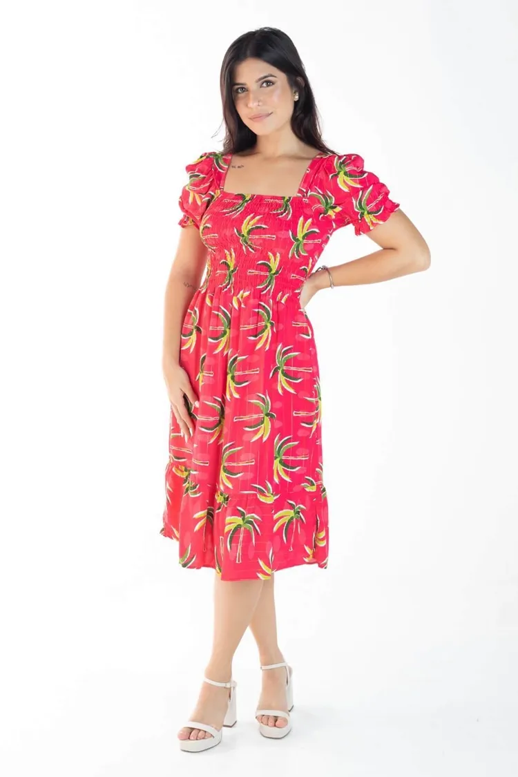Vestido Dwz Curto Estampado Com Lastex
