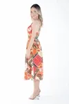 Vestido Dwz Estampado Midi Com Alcas Regulaveis