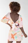 Vestido Dwz Estampado Com Manga e Amarracao Nas Costas