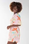 Vestido Dwz Estampado Com Manga e Amarracao Nas Costas