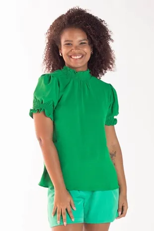 Blusa Dwz Lastex Na Gola e Na Manga