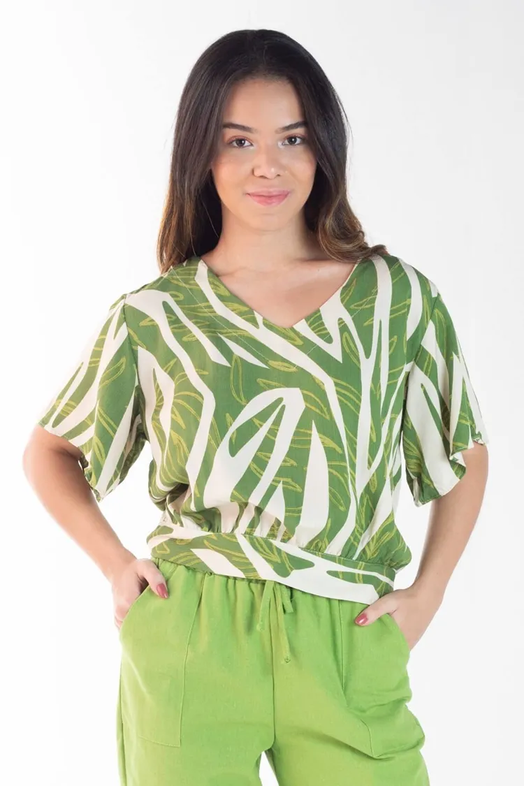 Blusa Dwz Estampada Amarracao Nas Costas