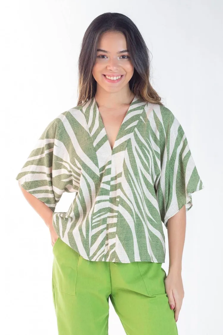 Blusa Dwz Estampada Manga Ampla