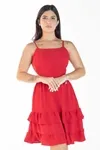 Vestido Dwz Liso Com Babado e Recortes
