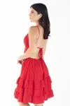 Vestido Dwz Liso Com Babado e Recortes