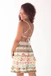 Vestido Dwz Estampado Com Babado e Recortes