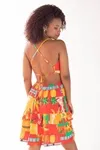 Vestido Dwz Estampado Com Babado e Recortes