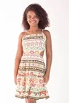 Vestido Dwz Estampado Com Babado e Recortes