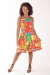 Vestido Dwz Estampado Com Babado e Recortes
