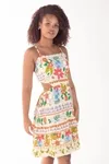 Vestido Dwz Estampado Com Babado e Recortes