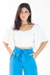 Cropped Dwz Liso Manga Babado