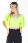 Cropped Dwz Liso Manga Babado