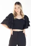Cropped Dwz Liso Manga Babado