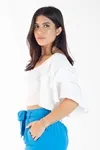 Cropped Dwz Liso Manga Babado