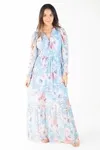 Vestidos Dwz Longo De Tule Estampado Manga Longa